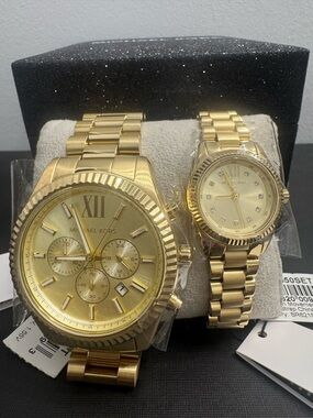 Michael Kors Lexington His and Hers Gold-Tone Watch Set